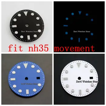 Nowy 31,5 mm tarcza zegara Nologo lśniącego data Fit NH35 mechanizm godzinna igła