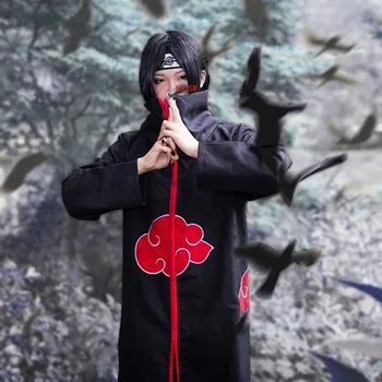 Anime Naruto Cosplay Płaszcz Mundury Akatsuki Uchiha Itachi Shuriken Czoło Broń Rekwizyty Cosplay Kostium Halloween