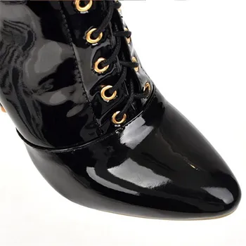 BBZAI nowy szablon najwyższej jakości buty krótkie buty kobieta 12 cm lakierowana skóra modne buty na scenie występ duży kod 34-47 48