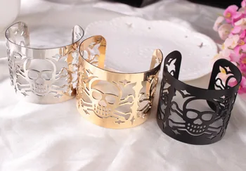 LZHLQ 2020 moda geometryczny wydrążony szeroki bransoletka metalowa dla kobiet Maxi punk bransoletka mankiet szkielet bransoletka biżuteria akcesoria