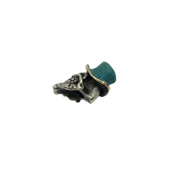Na świeżym powietrzu narzędzia EDC Biały mosiądz mosiądz zielony kapelusz czaszka DIY nóż koraliki smycz zawieszenia breloki akcesoria