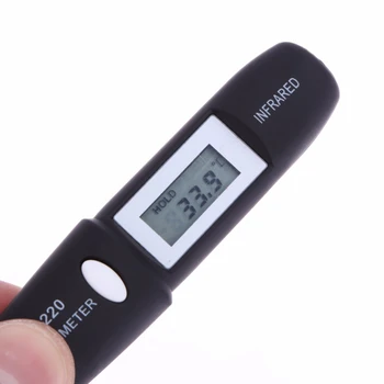 Bezdotykowy mini termometr na Podczerwień IR-pomiar temperatury Cyfrowy wyświetlacz LCD termometr na Podczerwień uchwyt DT8220 czarny