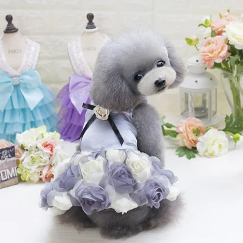 Kwiat Pet Dog suknia ślubna dla psa spódnica Księżniczka koronki paczka szczeniak odzież dla chihuahua Yorki Teddy Mops Ropa de Perro 4