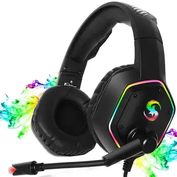 TWS Led RGB Light gier słuchawki regulowany bas stereo gracz nad uchem przewodowy zestaw słuchawkowy z mikrofonem do PC laptopa PS4, Xbox One