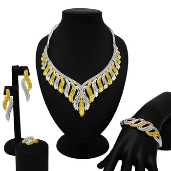Дубайские złota biżuteria moda naszyjnik wykwintne duże zestawy biżuterii Afryki ślub panna młoda akcesoria