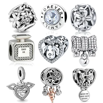 LByzHan prawdziwe srebro próby 925 Love Heart Bead Fit oryginał 3 mm bransoletki naszyjnik sprzedaż DIY tworzenia biżuterii