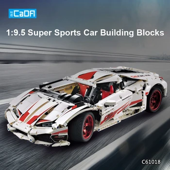 CaDA C61018 1696pcs Roadster 1:9.5 610 Super Sports Car Model Building Blocks technic RC Car Learning Toys for Boys Gifts