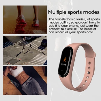 M4 Smart Band Wristband Watch Fitness Tracker Bransoletka Color Touch Sport Heart Rate Blood Pressure Monitor Mężczyźni Kobiety Android