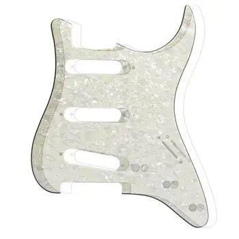 Nowy NO Hole 4Ply gitara elektryczna Pickguard Scratch Plate SSS Aged Pearl & przezroczysty szablon dla akcesoriów gitarowych Strat