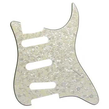 Nowy NO Hole 4Ply gitara elektryczna Pickguard Scratch Plate SSS Aged Pearl & przezroczysty szablon dla akcesoriów gitarowych Strat
