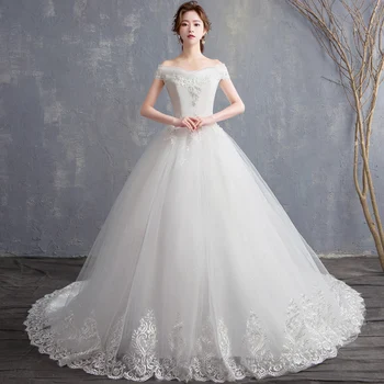 Pociąg suknie ślubne nowy ogon młodej luksusowe koronki suknia ślubna Księżniczka marzenie sukienki balowe sukienki