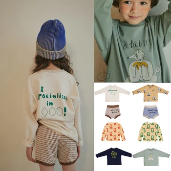 Dla Dzieci Jesienne Koszulki 2020 Lim Brand New Winter Boys Girls Cute Print Bluzki Z Długim Rękawem, T-Shirt Baby, Child, Bawełniana Odzież Koszulki