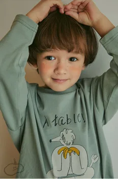 Dla Dzieci Jesienne Koszulki 2020 Lim Brand New Winter Boys Girls Cute Print Bluzki Z Długim Rękawem, T-Shirt Baby, Child, Bawełniana Odzież Koszulki