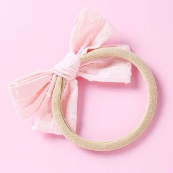 34 szt./lot, bawełniane Żakardowe tkaniny bow spinki do włosów, ręcznie wiązane łuk nylonowe opaski dla dzieci akcesoria do włosów dla dziewczynek prezent na Urodziny