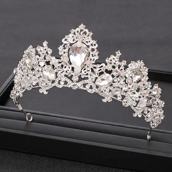 Modny kolor srebrny rhinestone Kryształ naszyjnik Królowej Korony ślubne kobiety ślubny fryzura ślubna ozdoba do włosów, akcesoria