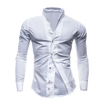 Nowy 2020 moda męska jesień jednolity kolor z długim rękawem koszule Slim Fit Camisa Masculina marki-odzież Hombre Homme M-XXL