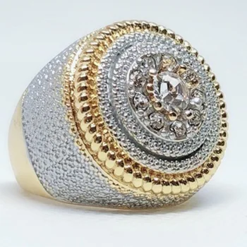 Przesada złoty biały Cyrkon Rinsg dla mężczyzn kobiet hip-hop oblodzonych pierścień zaręczynowy pierścień koktajl biżuteria