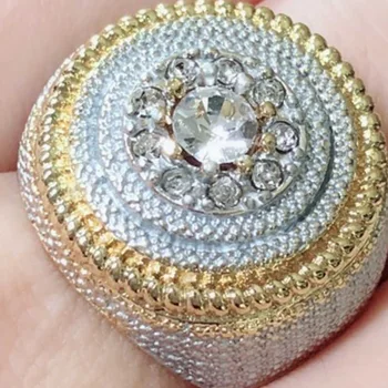 Przesada złoty biały Cyrkon Rinsg dla mężczyzn kobiet hip-hop oblodzonych pierścień zaręczynowy pierścień koktajl biżuteria