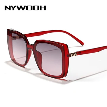 NYWOOH przewymiarowany okulary kobiety elegancki gradient okulary panie odcienie duża ramka okulary anty-UV
