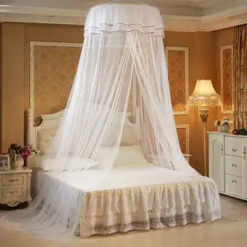 Urządzony w luksusowym Księżniczka koronki Pałac wiszące zasłony baldachim moskitiera Odstraszający dla łóżkiem podwójnym łóżkiem namiot dziecko łóżeczko dla dziecka (bez łącznika)