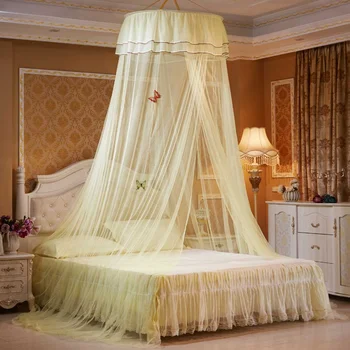 Urządzony w luksusowym Księżniczka koronki Pałac wiszące zasłony baldachim moskitiera Odstraszający dla łóżkiem podwójnym łóżkiem namiot dziecko łóżeczko dla dziecka (bez łącznika)