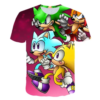 Odzież dziecięca Sonic T Shirt Sonic the Hedgehog 4 5 6 7 8 9 10 11 12 13 14 Years T-Shirt For Boys Baby Clothes Girl Tee Tops