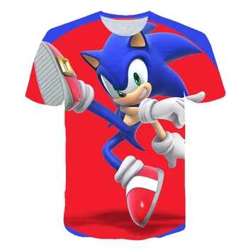 Odzież dziecięca Sonic T Shirt Sonic the Hedgehog 4 5 6 7 8 9 10 11 12 13 14 Years T-Shirt For Boys Baby Clothes Girl Tee Tops