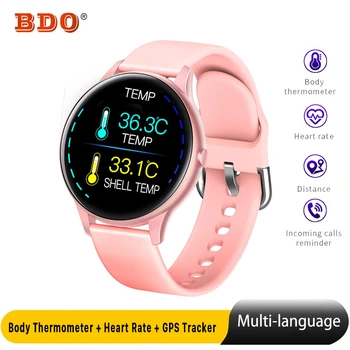 Termometr zegarek Smartwatch Heart Rate Body Thermometer Smart Watch kobiety mężczyźni dzieci GPS zegarek dla telefonów Xiaomi Huawei
