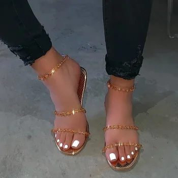 2020 kobiety moda sandały buty damskie pantofle lato Kryształ płaskie slajdy panie poślizgu na świeżym powietrzu plażowe sandały buty damskie