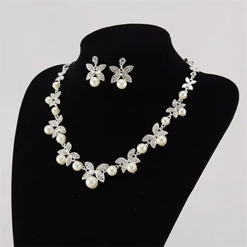 CC Jewelry Zestaw naszyjnik kolczyki kształt ślubne akcesoria biżuteria moda kwiat kształt Kryształ hurtowych TL079