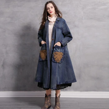 CHICEVER Vintage patchwork przewodnik damski płaszcz klapie kołnierz z długim rękawem oversize temat asymetryczne płaszcz damski 2020 odzież nowa