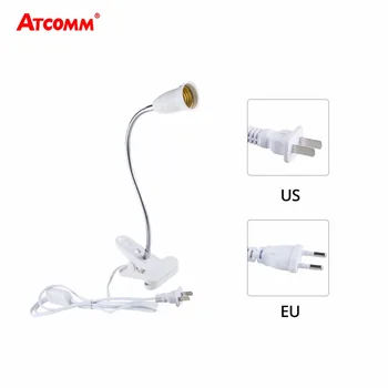 1.8 m E27 LED lampa stołowa klip uchwyt z przełącznikiem Elastyczny uchwyt żarówki E27 EU US Plug 360 stopni