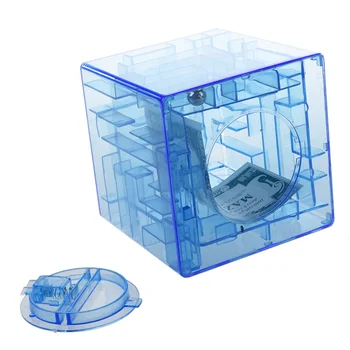 Plastikowy sześcienny gotówkowy Labirynt Bank Oszczędności kolekcja monet case skrzynia 3D puzzle