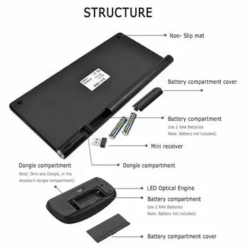 2.4 G bezprzewodowa cienka klawiatura i mysz bezprzewodowa Mini Multimedia Keyboard Mouse Combo Set dla notebooka notebook KOMPUTERA stacjonarnego Macbook