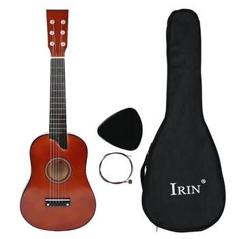 New Hot IRIN 25 Inch Basswood Acoustic 12 sposobów, 6 sekcję ciągu gitara z kilofem i strunami dla początkujących dzieci kawowego koloru