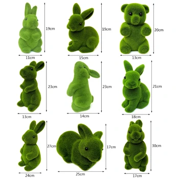 Sztuczne Rośliny Zielone Flokowanie Zabawki Handmade Trawa Zwierząt Wielkanocny Zajączek, Królik, Niedźwiedź Partia Ogród Domowy Ornament