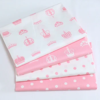 Pink Crown Dot Tkanina Bawełniana Diy Handmade Patchwork Quilting Podkładki By Mete Kids Dziecięce, Pościel Tekstylia Do Szycia Lalki Tilda
