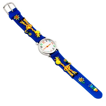 PENGNATATE dla dzieci zegar chłopiec kreskówka mini zegar dla dzieci dziewczyn 3D prezent żyrafa Silikonowy niebieski pasek kwarcowy zegarki na rękę bransoletka