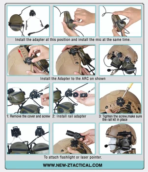 Z-TAC Tactical Peltor Headset Helmet Rail Adapter Set Peltor słuchawki dla comtac i/ii Softair Headset Adapter Z046