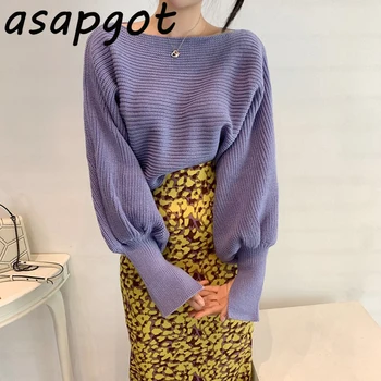 Casual Chic Południowa Temperament Elegancki Fioletowy Lampa Rękaw Split Sweter Z Dzianiny Moda Retro Wysoka Talia Leopard Print Spódnica
