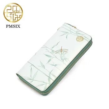 PMSIX 2020 moda druku skórzane damskie portfele długie kilku kart uchwyt kopertówka znany projektant damskie portfele Carteras Muje