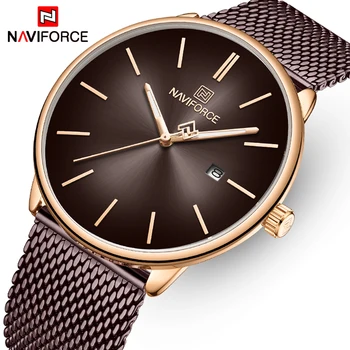 NAVIFORCE luksusowej marki zegarków mężczyzna zegarka ultra-cienkie zegarki kwarcowe zegarki dla mężczyzn stalowa siatka wodoodporna data męskie zegarki sportowe zegarek