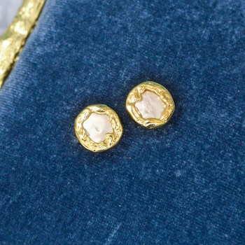 Vanssey luksusowe moda biżuteria przycisk okrągły naturalne perły barokowe kolczyki pręta partii ślubne akcesoria dla kobiet 2020 nowy