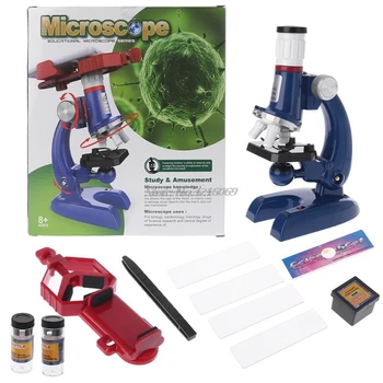 Biologiczny mikroskop 1szt 100X-1200X edukacyjny prezent Szkoła Dom zabawka dla dzieci mikroskop zestaw Laboratorium LED przydatne mikroskopy