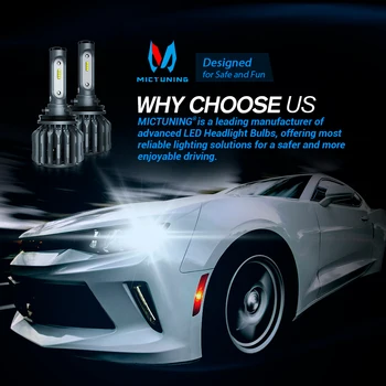 MICTUNING Car LED reflektory lampy H7 H11 9005 9006 All-in-One Conversion Kit 70W 6500K Cool White Auto Led wymiana reflektorów