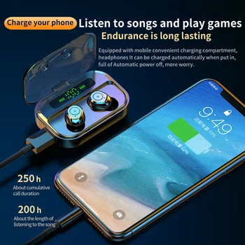 M7s TWS słuchawki Bluetooth 5.0 słuchawki bezprzewodowe Słuchawki sportowe, plac zestaw słuchawkowy z 2600mA dla smartfonów