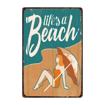 [ WellCraft ] Tiki Bar lato idzie życie lepiej na plaży metalowy szyld plakaty sztuka zabytkowe malowidła ścienne niestandardowy wystrój WW10