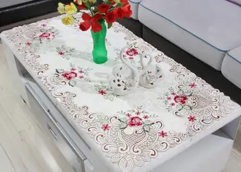 Nowoczesna kwadratowa koronkowy haft obrus obrus kominkowe część tea stolik pokrywa Наппе kuchnia boże Narodzenie dekoracje ślubne