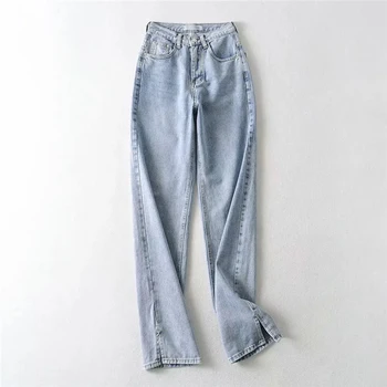 CHICEVER vintage dżinsy dla kobiet wysoka talia kieszenie temat pełnej długości Split projektant meble odzież spodnie Damskie 2020 Tide
