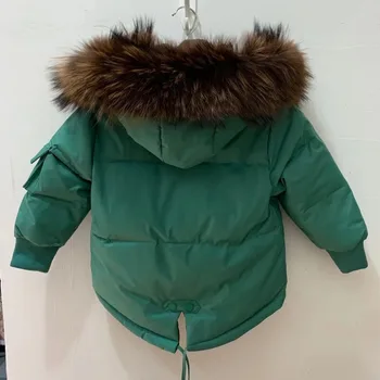 Dół kurtki dla dzieci 2020 chłopców i dziewcząt duży futrzany kołnierz z kapturem kurtki zima nowa moda gruby płaszcz Dziecięca odzież wierzchnia